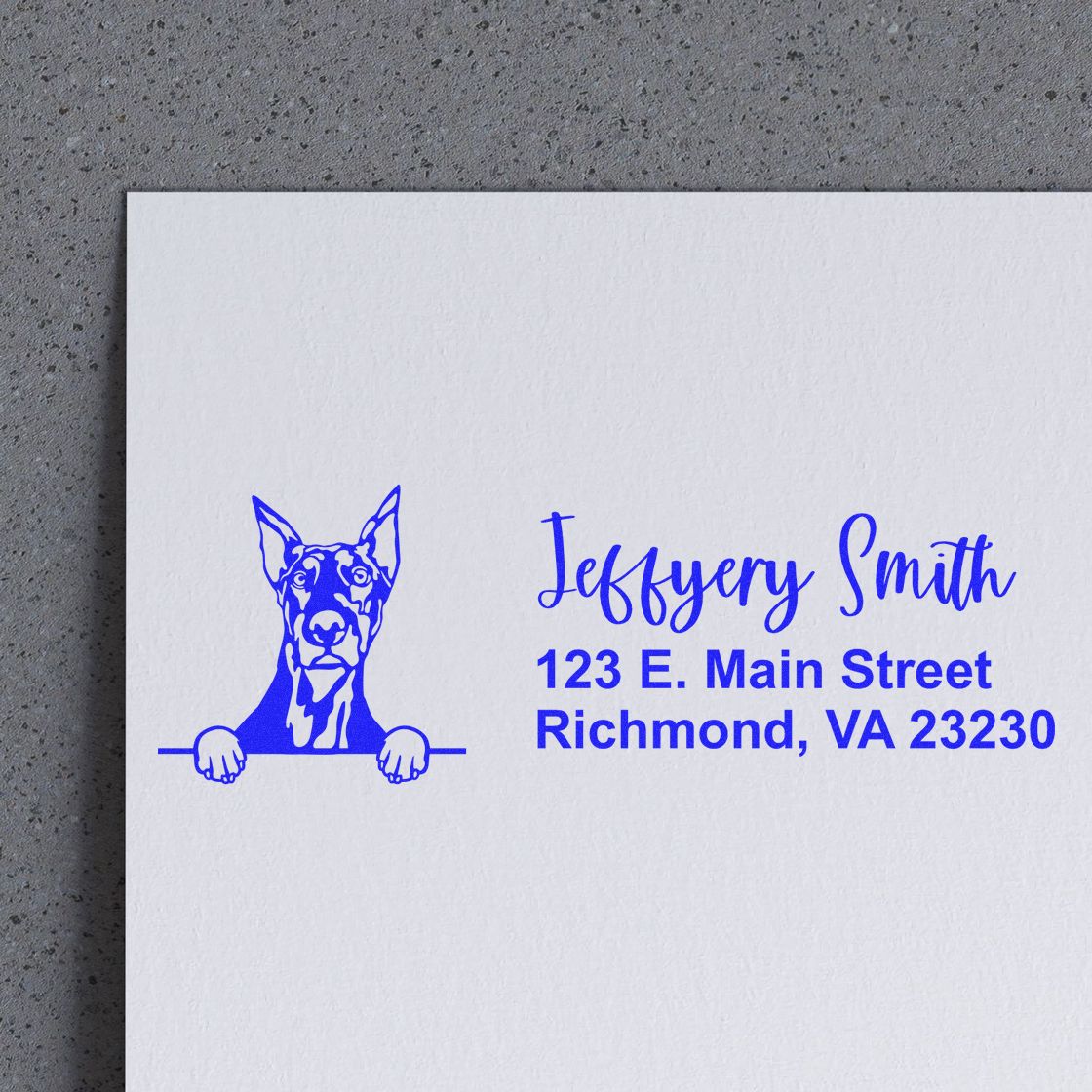 Peeking Doberman Name and Address Rubber Stamp - Engineer Seal Stamps