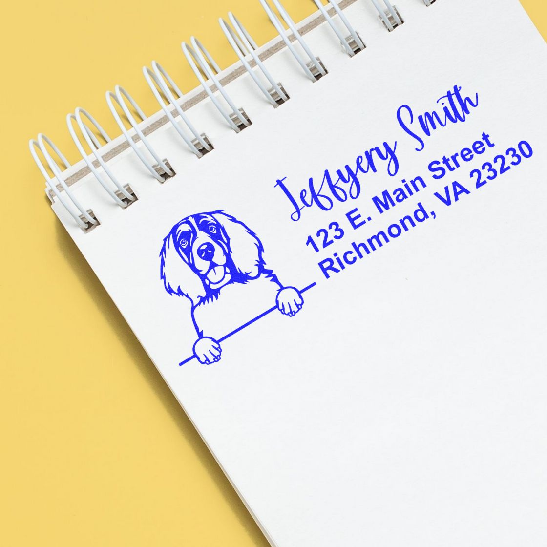 Peeking English Springer Spaniel Name and Address Rubber Stamp - Engineer Seal Stamps