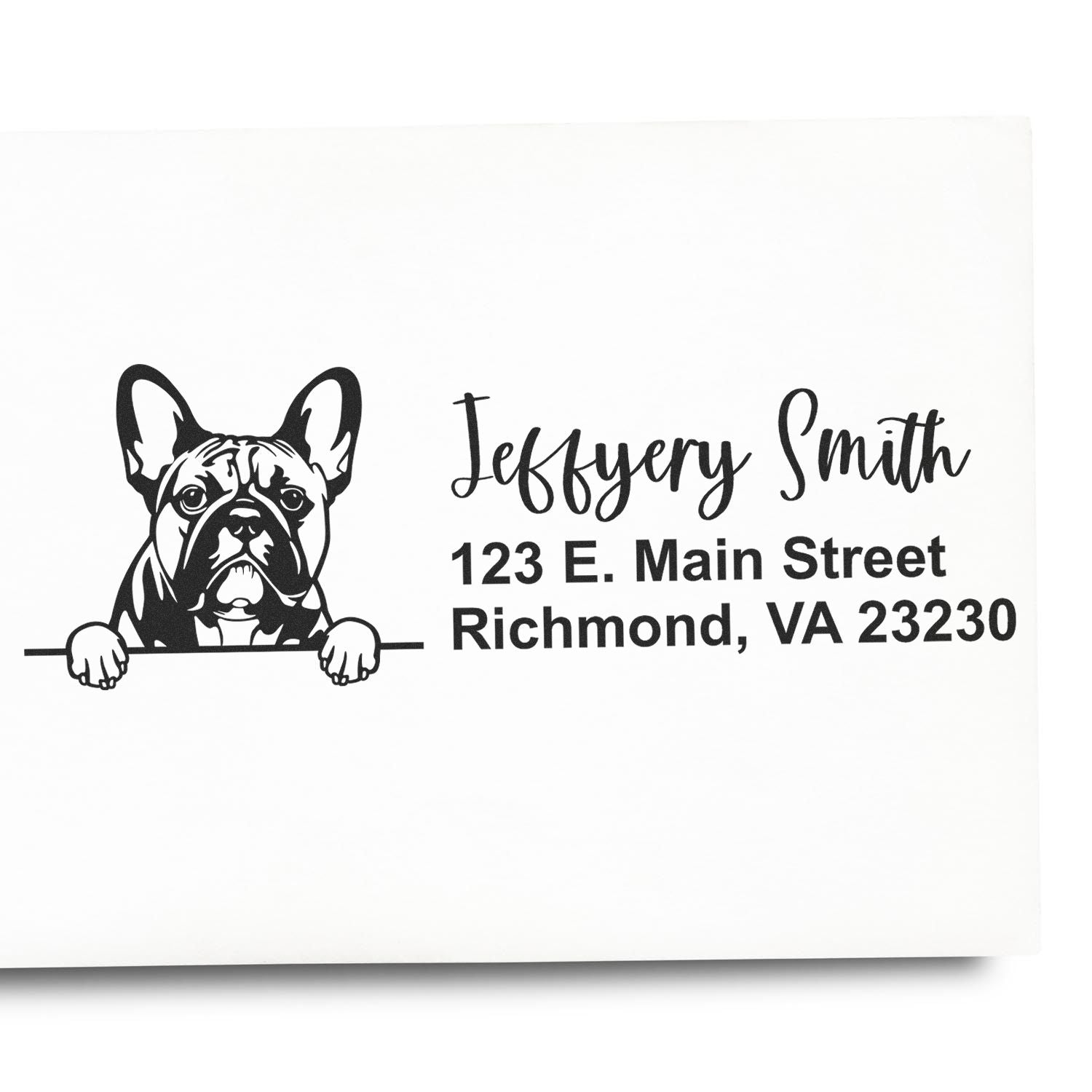 Peeking French Bulldog Name and Address Rubber Stamp - Engineer Seal Stamps