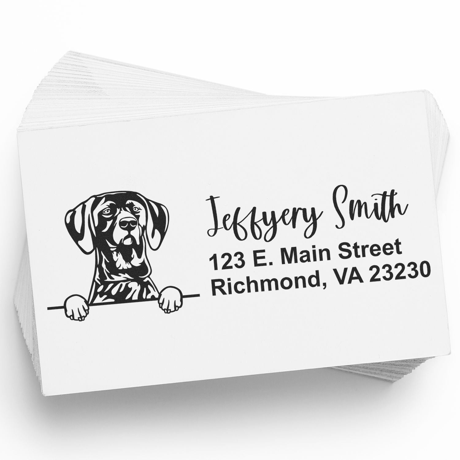 Peeking German Shorthaired Pointer Name and Address Rubber Stamp - Engineer Seal Stamps