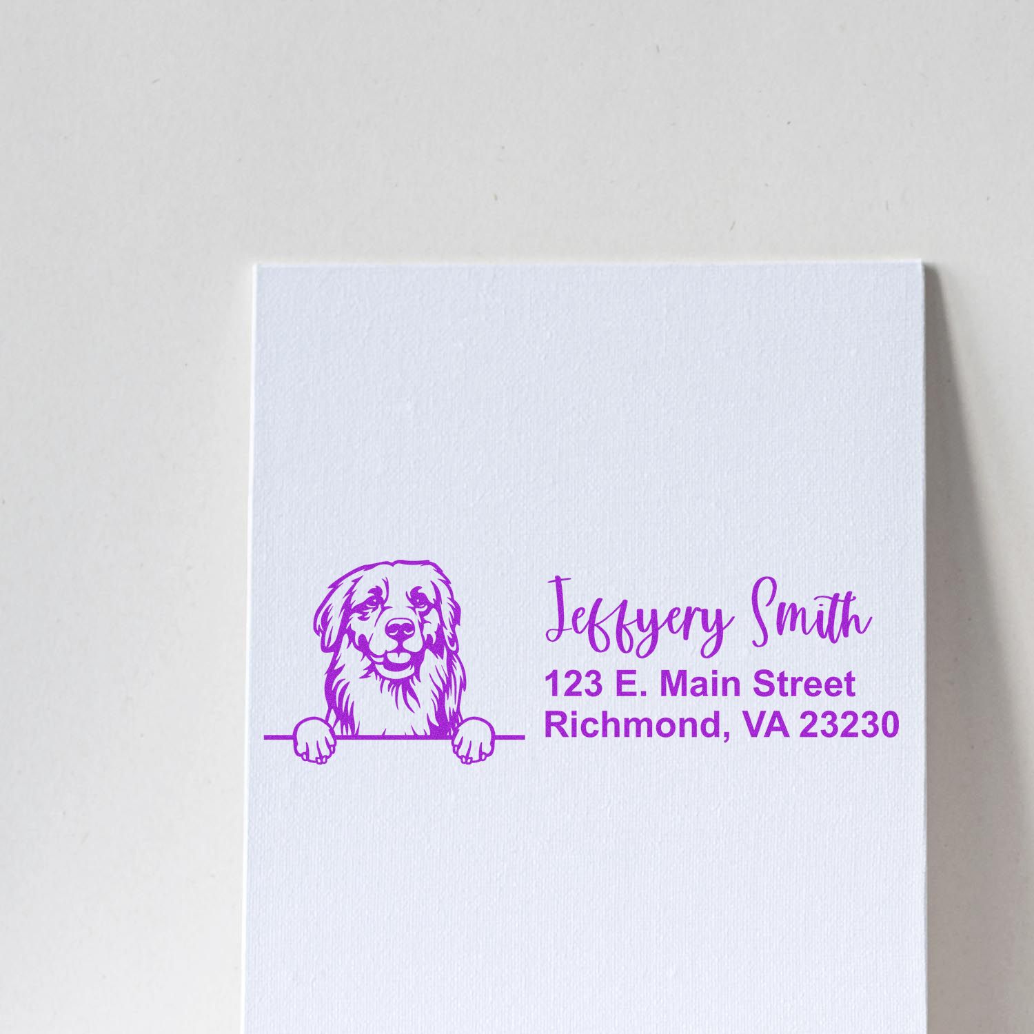 Pre-Inked Golden Retriever Dog Personalized Address Stamp - Engineer Seal Stamps