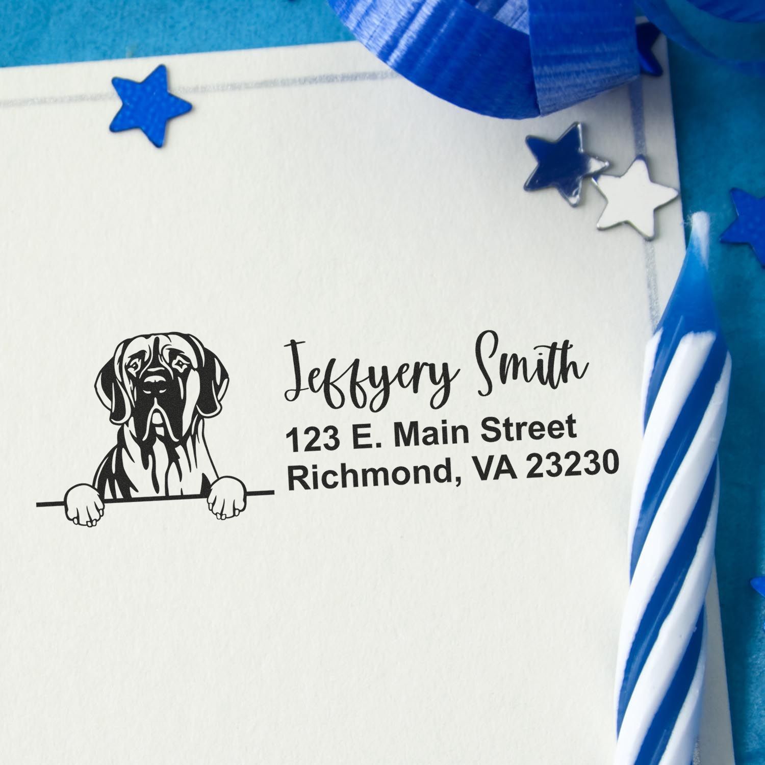 Peeking Great Dane Name and Address Rubber Stamp - Engineer Seal Stamps