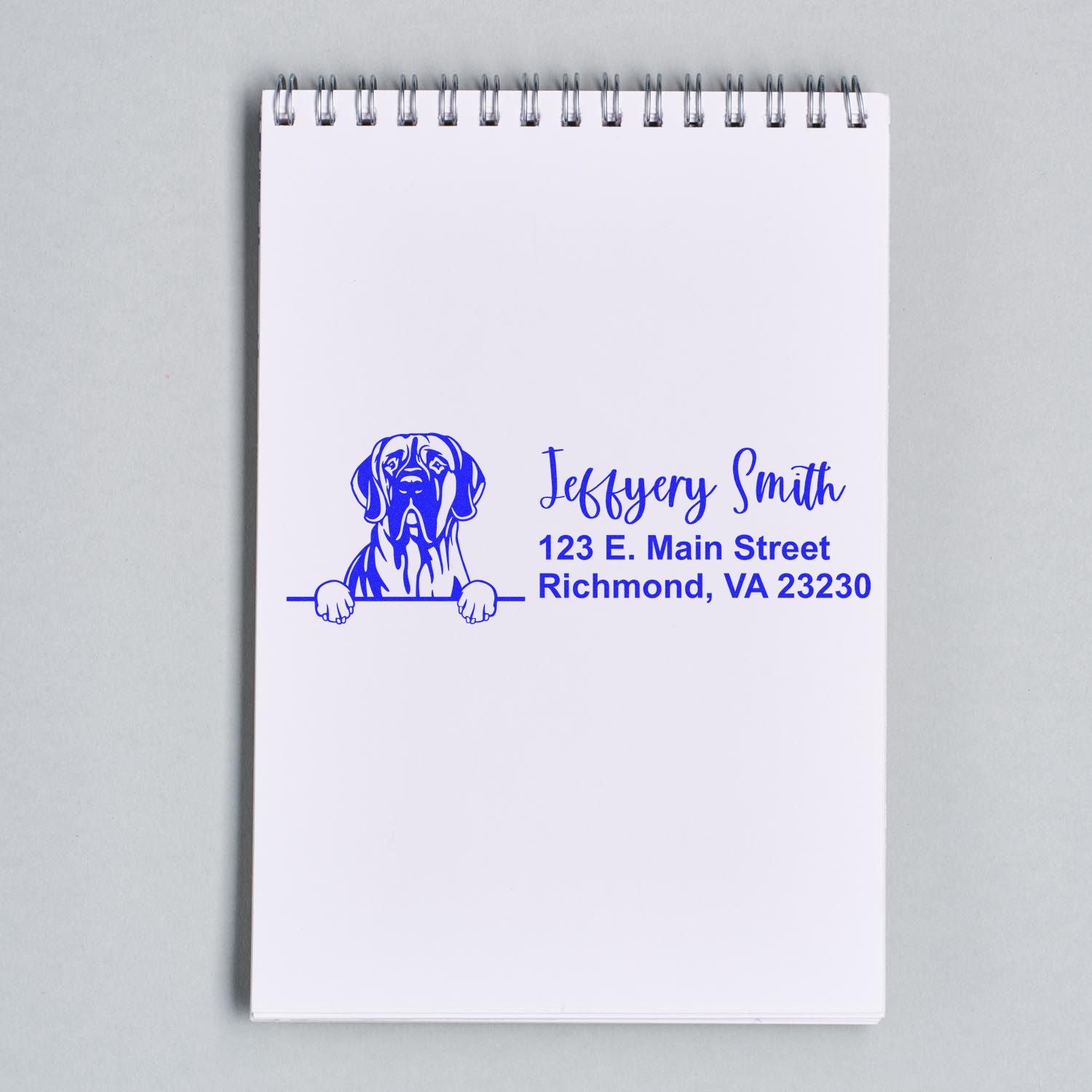 Peeking Great Dane Name and Address Rubber Stamp - Engineer Seal Stamps