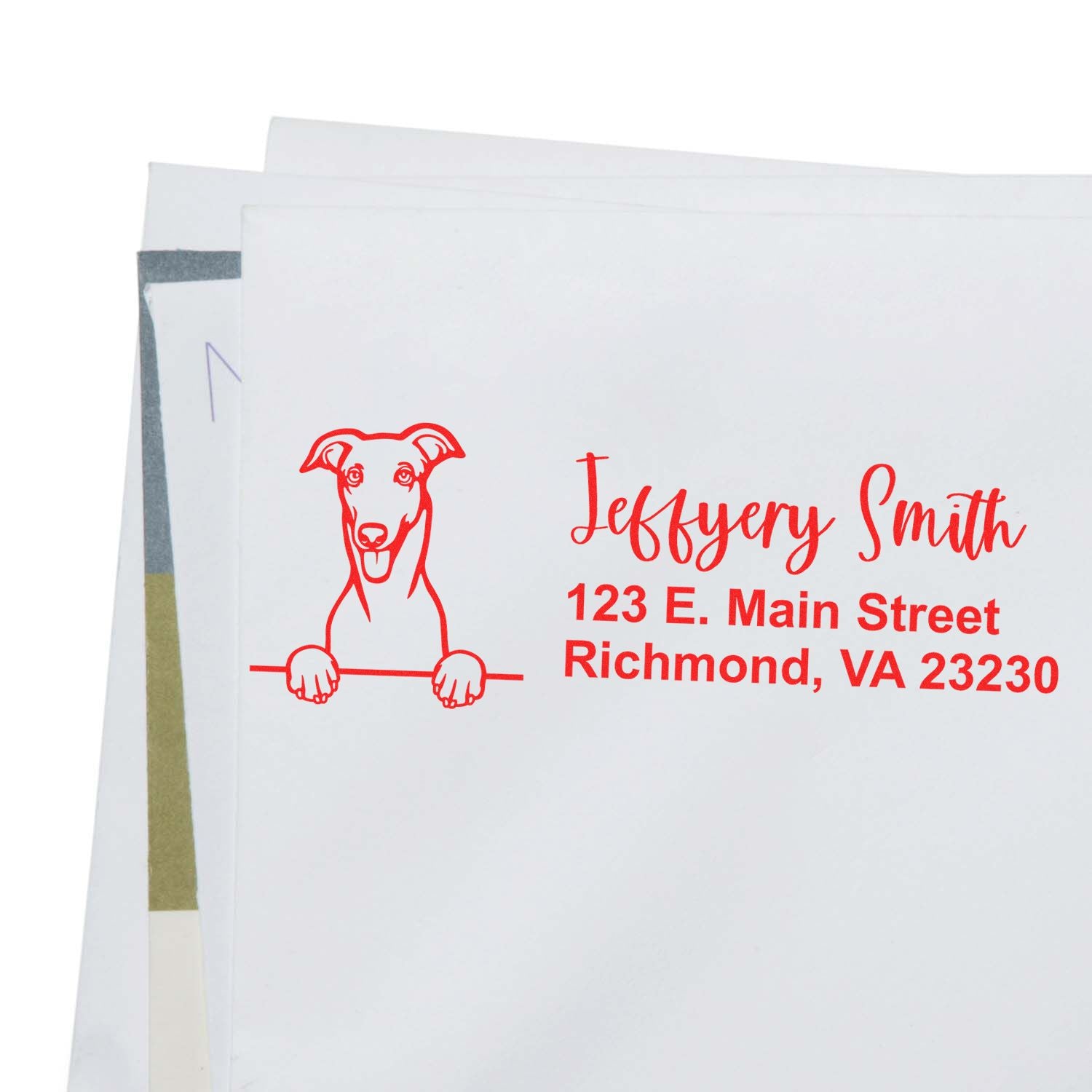 Pre-Inked Greyhound Dog Personalized Address Stamp - Engineer Seal Stamps
