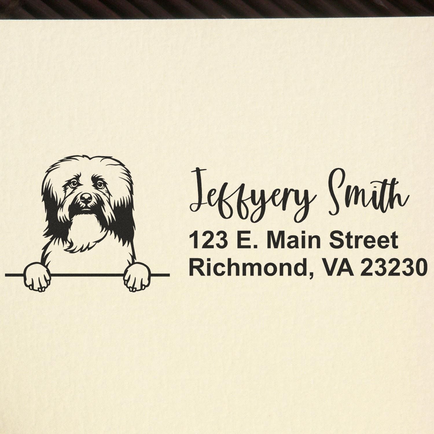 Peeking Havanese Name and Address Rubber Stamp - Engineer Seal Stamps