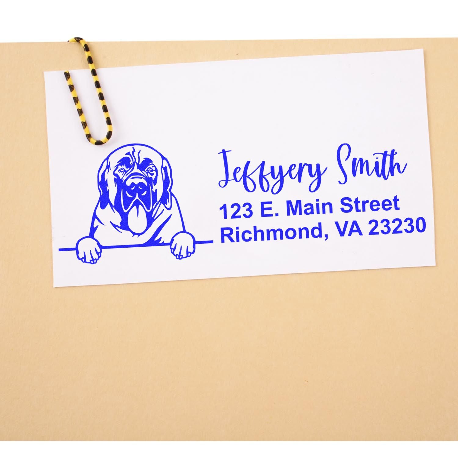 Peeking Mastiffs Name and Address Rubber Stamp - Engineer Seal Stamps