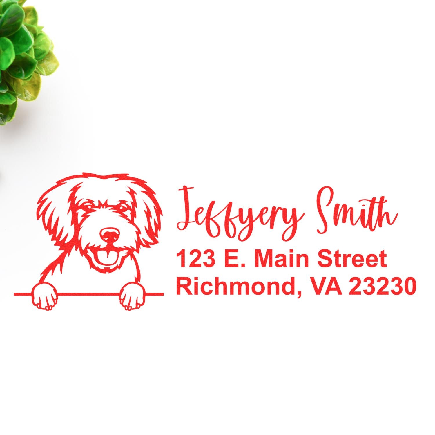 Peeking Miniature Golden Doodle Name and Address Rubber Stamp - Engineer Seal Stamps