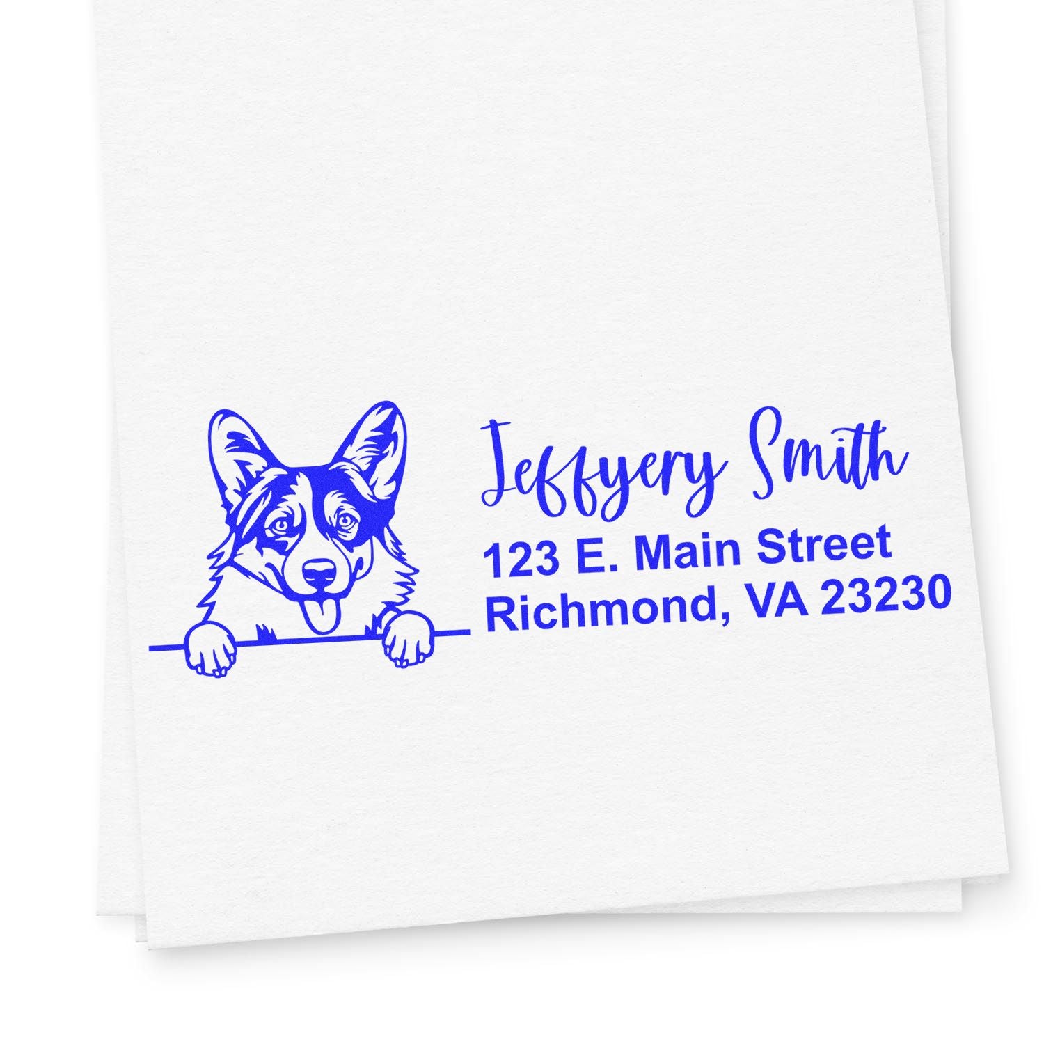 Peeking Pembroke Welsh Corgis Name and Address Rubber Stamp - Engineer Seal Stamps