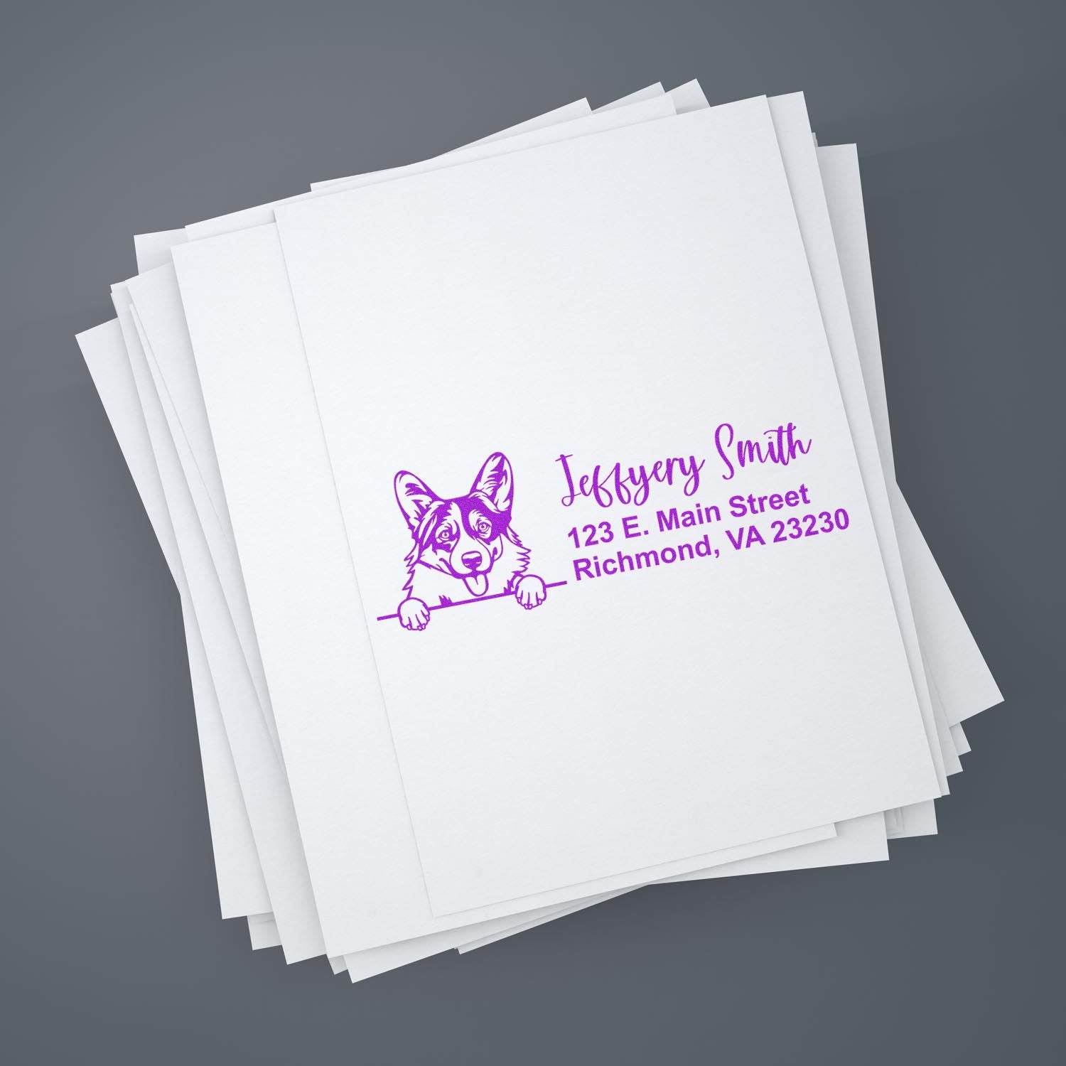 Peeking Pembroke Welsh Corgis Name and Address Rubber Stamp - Engineer Seal Stamps