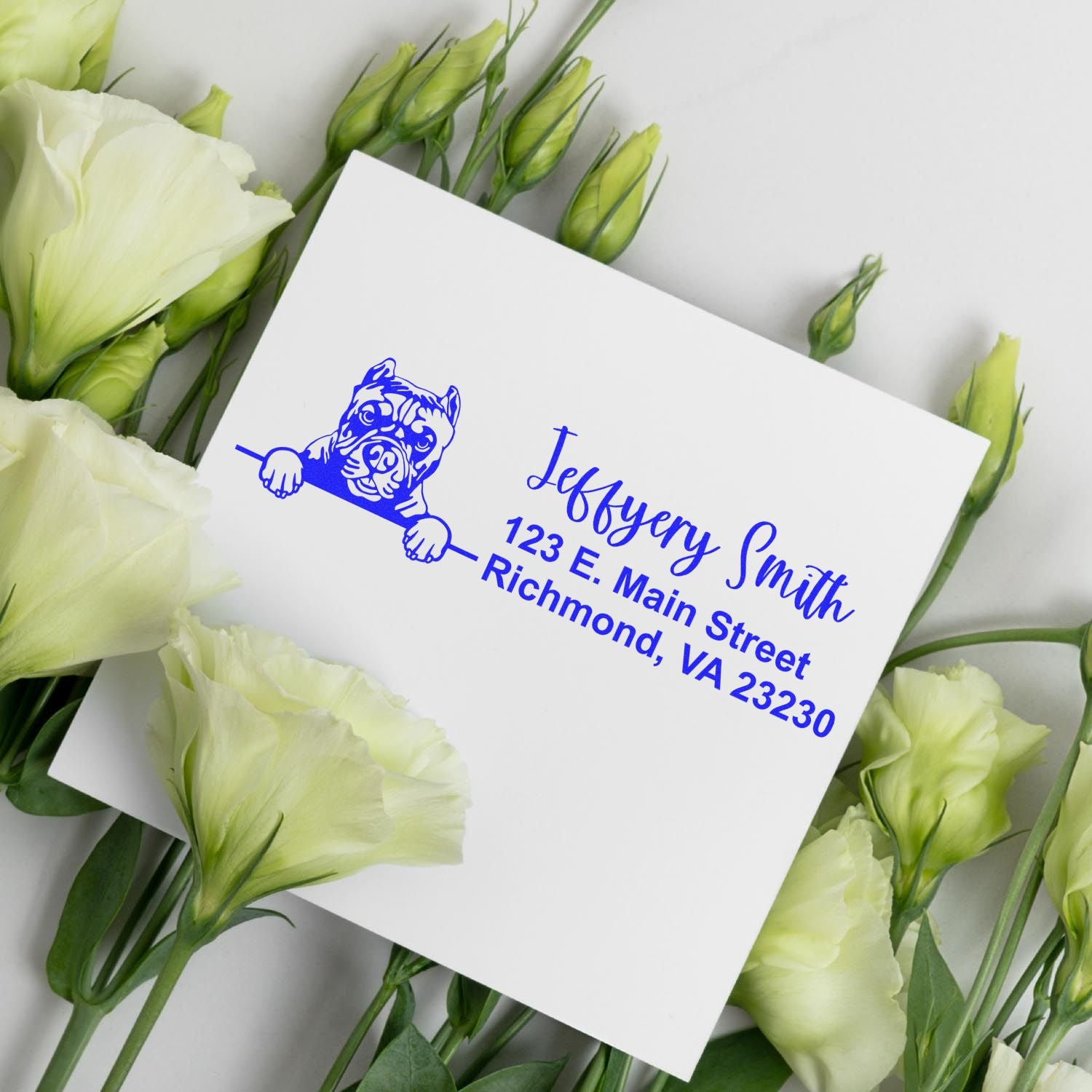 Peeking Pitbull Name and Address Rubber Stamp - Engineer Seal Stamps