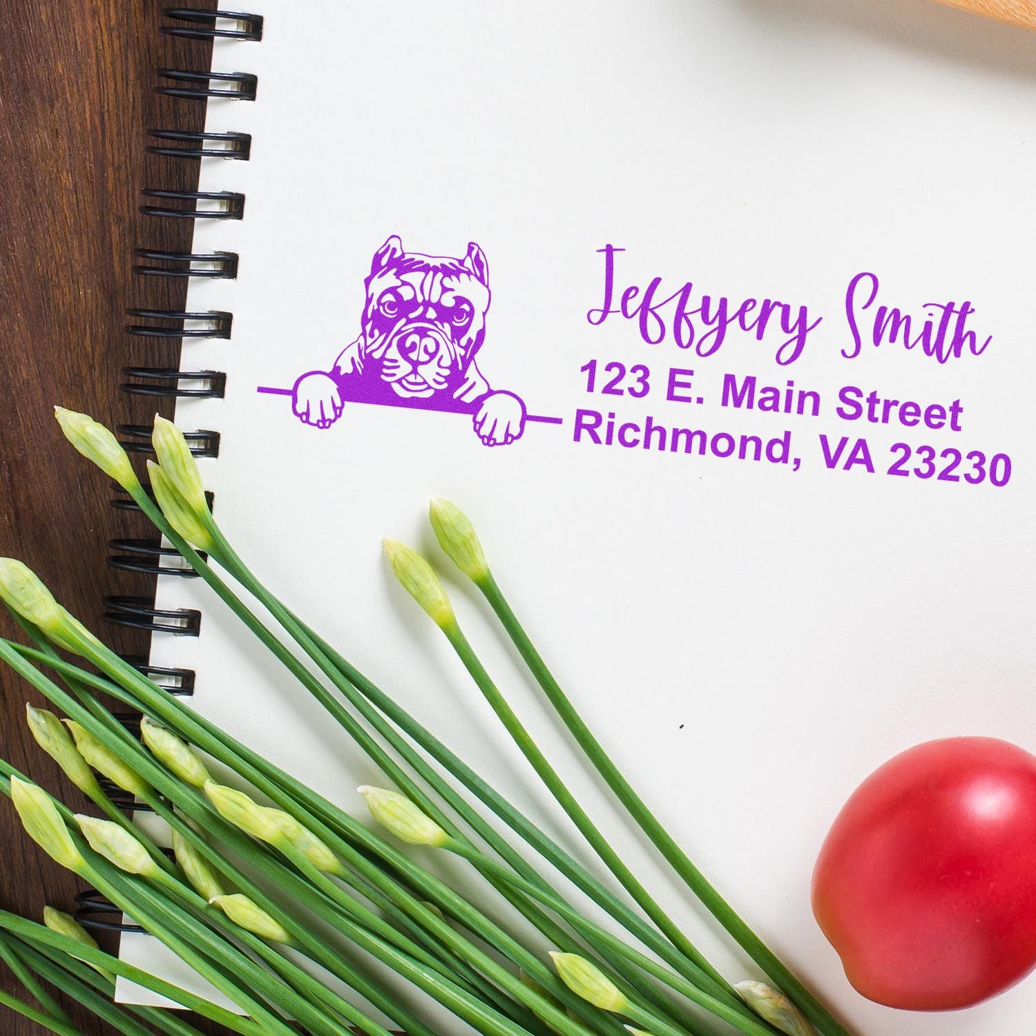 Pre-Inked Pitbull Dog Personalized Address Stamp - Engineer Seal Stamps