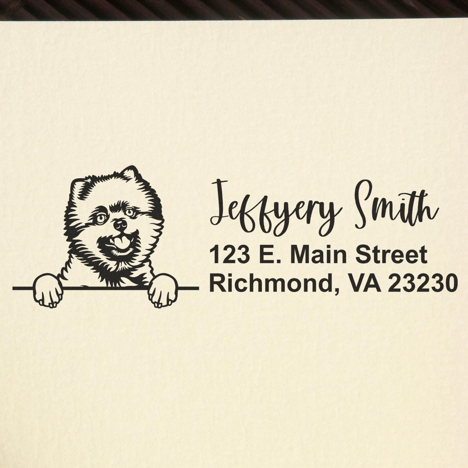 Peeking Pomeranians Name and Address Rubber Stamp - Engineer Seal Stamps