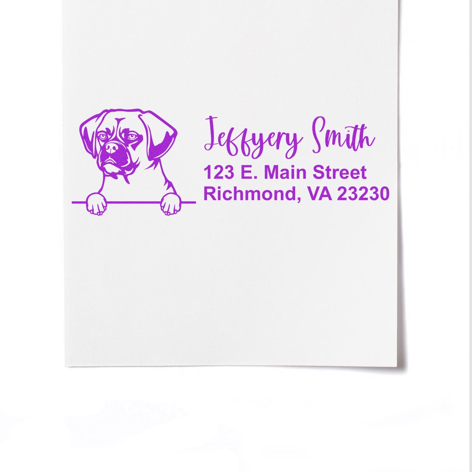 Peeking Puggle Name and Address Rubber Stamp - Engineer Seal Stamps