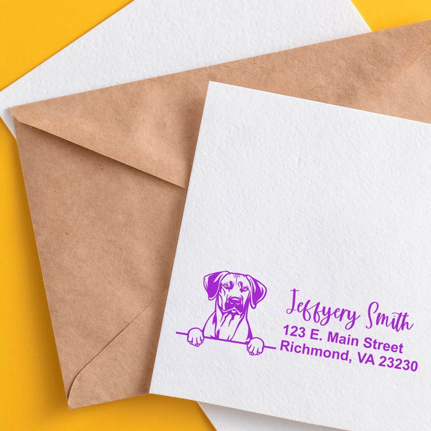Peeking Rhodesian Ridgeback Name and Address Rubber Stamp - Engineer Seal Stamps