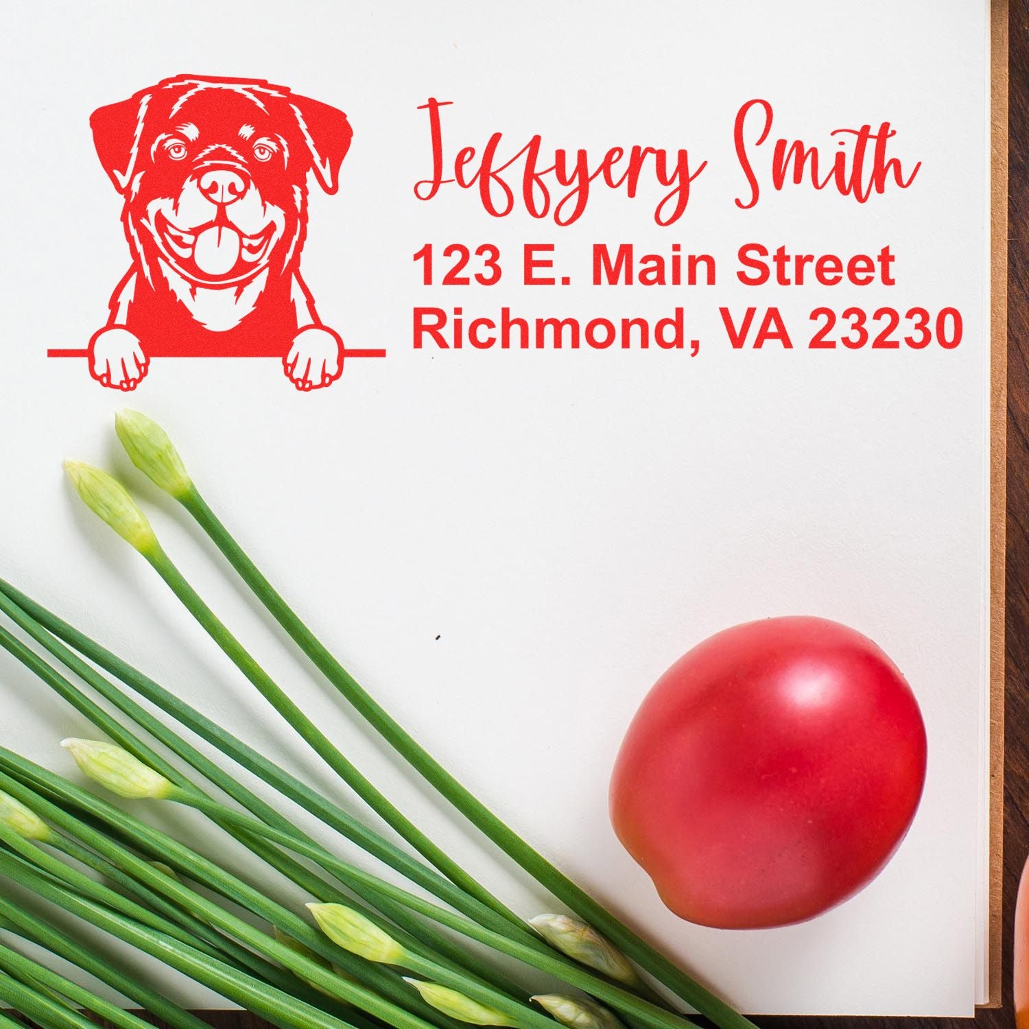 Pre-Inked Rottweiler Dog Personalized Address Stamp - Engineer Seal Stamps