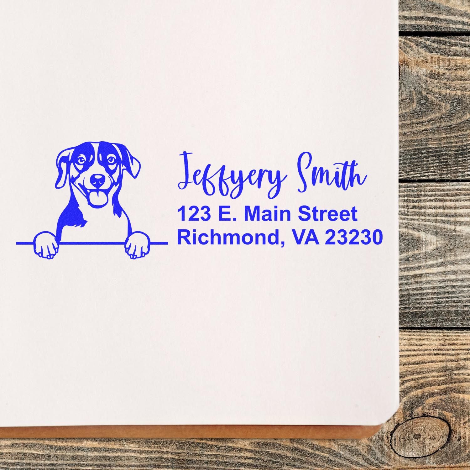 Peeking Russell Terrier Name and Address Rubber Stamp - Engineer Seal Stamps