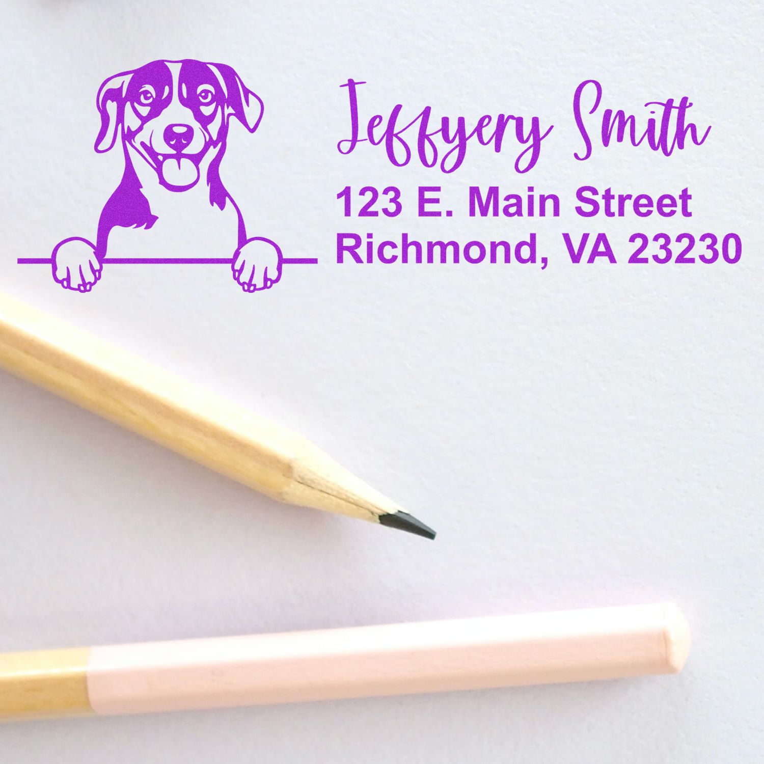 Peeking Russell Terrier Name and Address Rubber Stamp - Engineer Seal Stamps