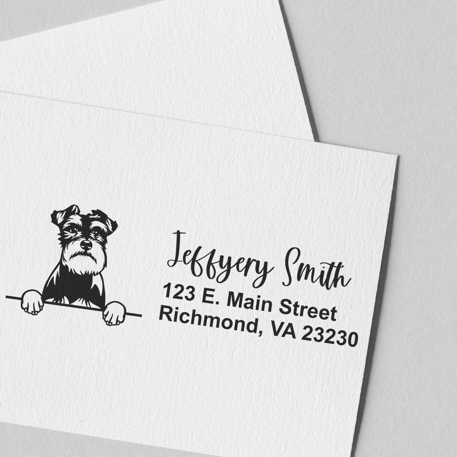 Peeking Schnauzer Name and Address Rubber Stamp - Engineer Seal Stamps