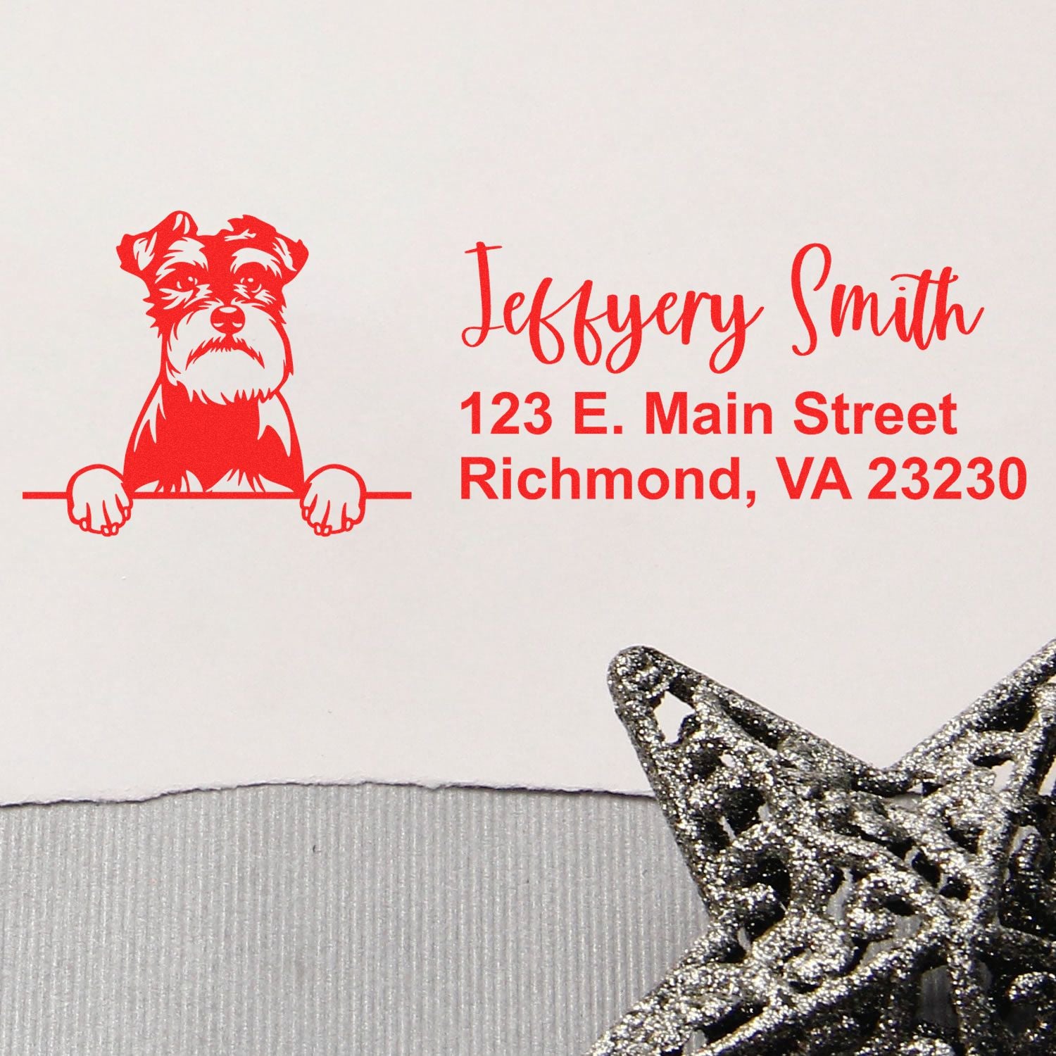 Pre-Inked Schnauzer Dog Personalized Address Stamp - Engineer Seal Stamps
