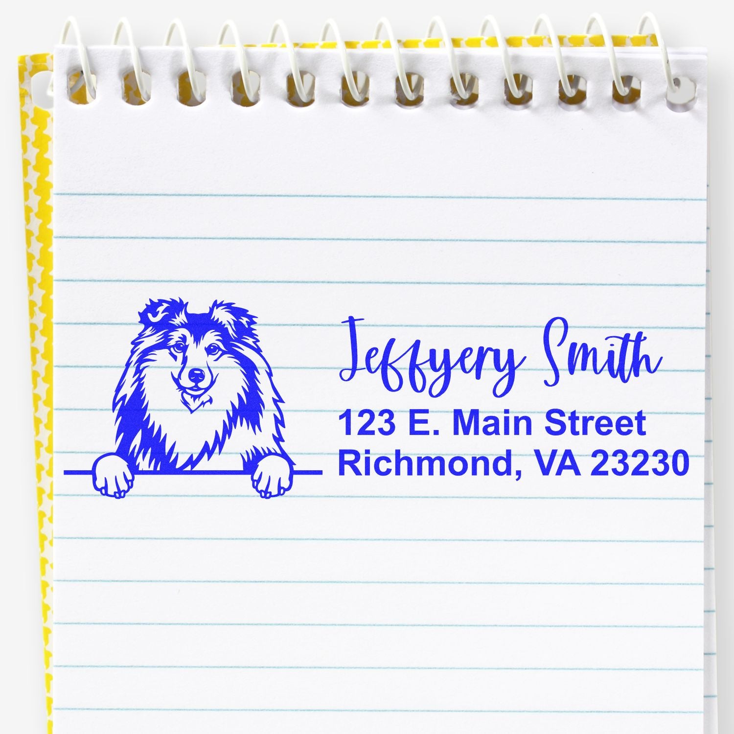 Peeking Shetland Sheepdog Name and Address Rubber Stamp - Engineer Seal Stamps