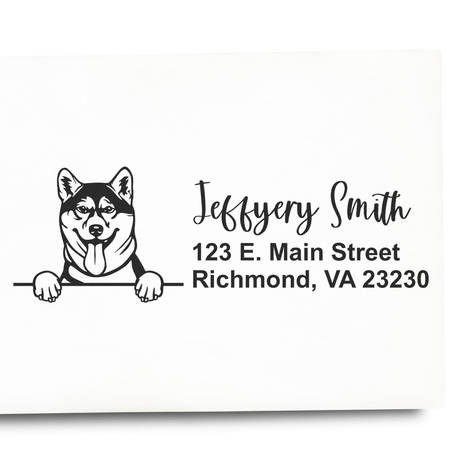 Peeking Shiba Inu Name and Address Rubber Stamp - Engineer Seal Stamps