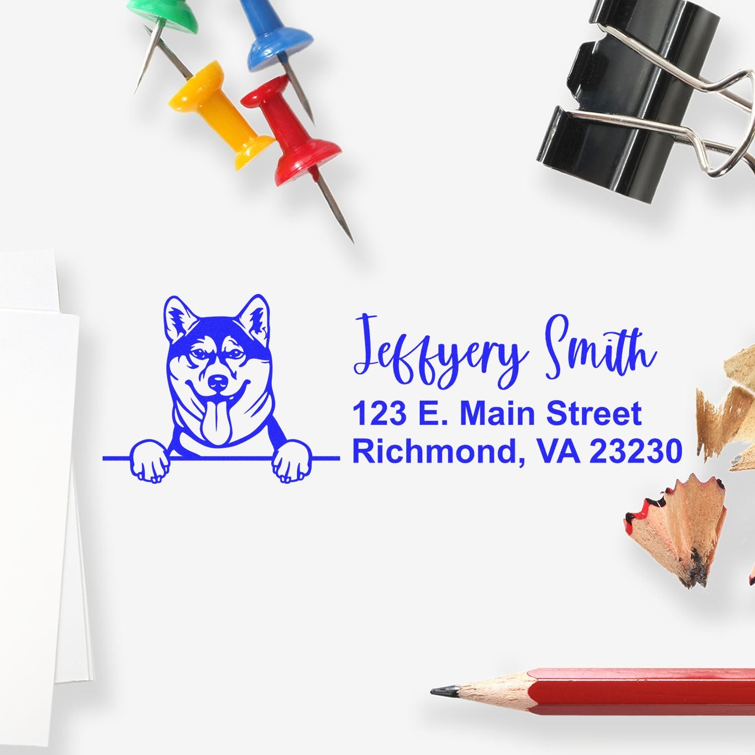 Pre-Inked Shiba Inu Dog Personalized Address Stamp - Engineer Seal Stamps