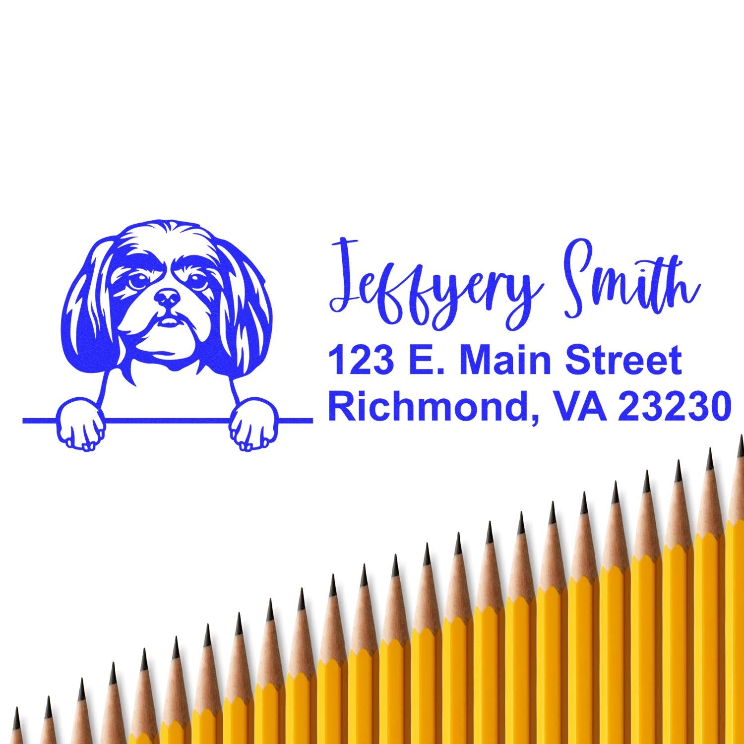 Pre-Inked Shitzu Dog Personalized Address Stamp - Engineer Seal Stamps