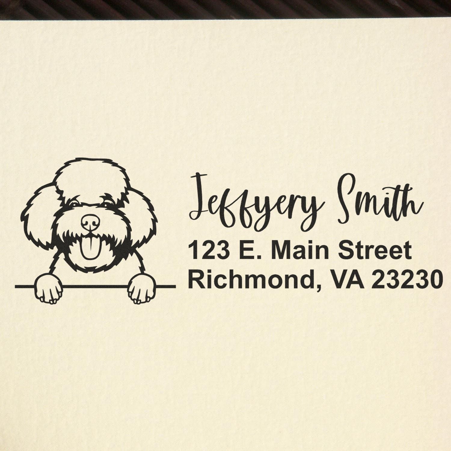 Peeking Toy Poodle Name and Address Rubber Stamp - Engineer Seal Stamps