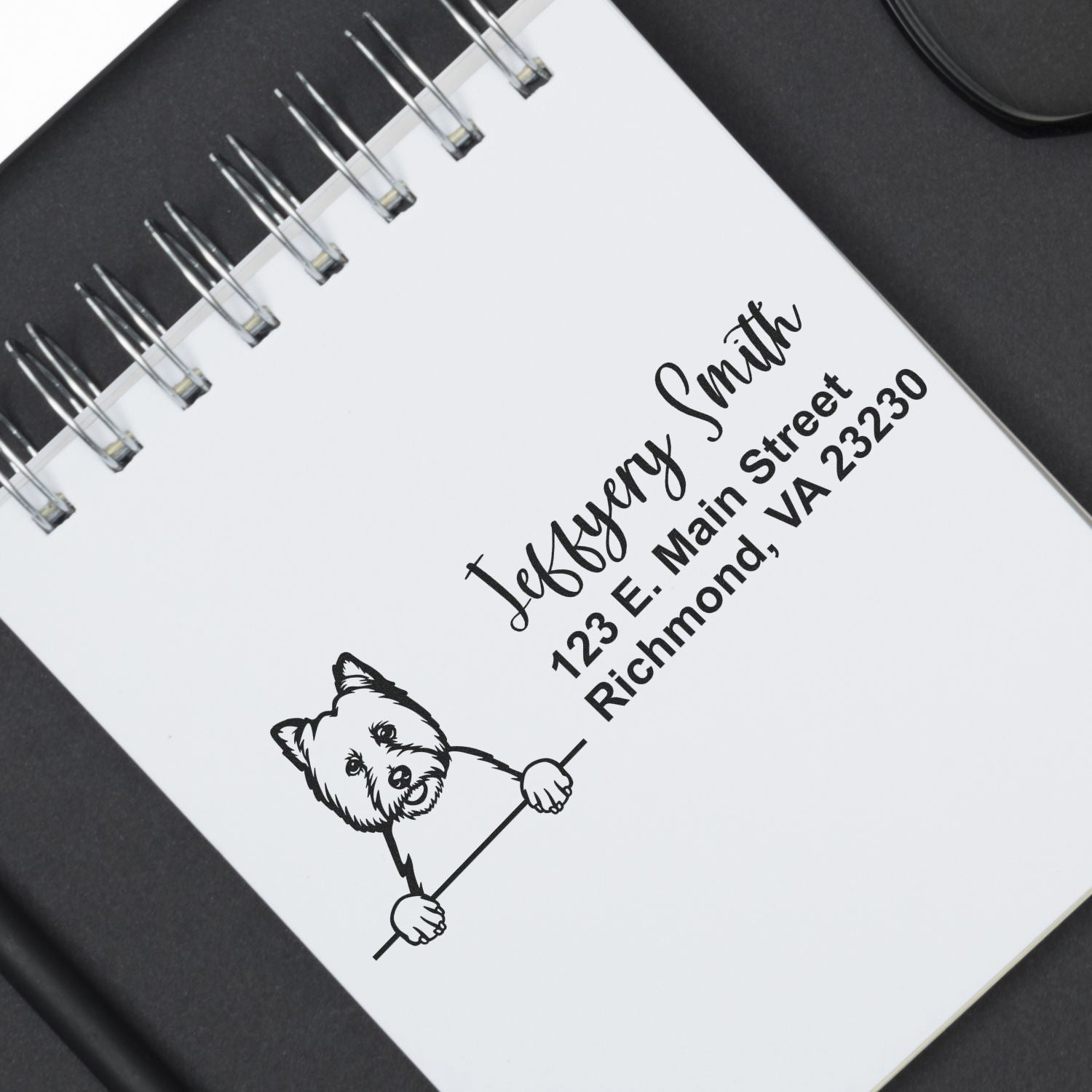 Peeking West Highland White Terrier Name and Address Rubber Stamp - Engineer Seal Stamps