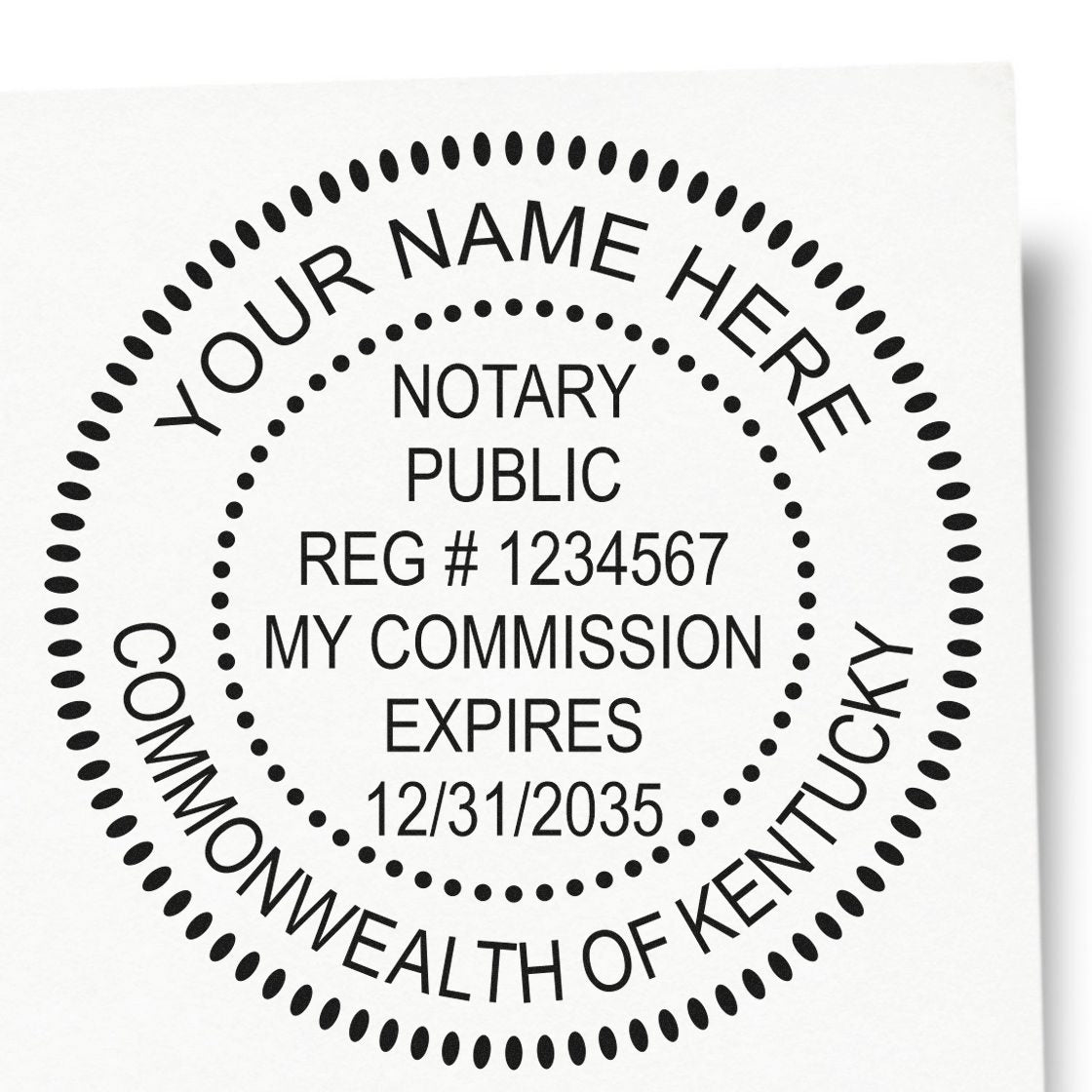Kentucky Round Notary Kit with Rubber Stamps - Engineer Seal Stamps