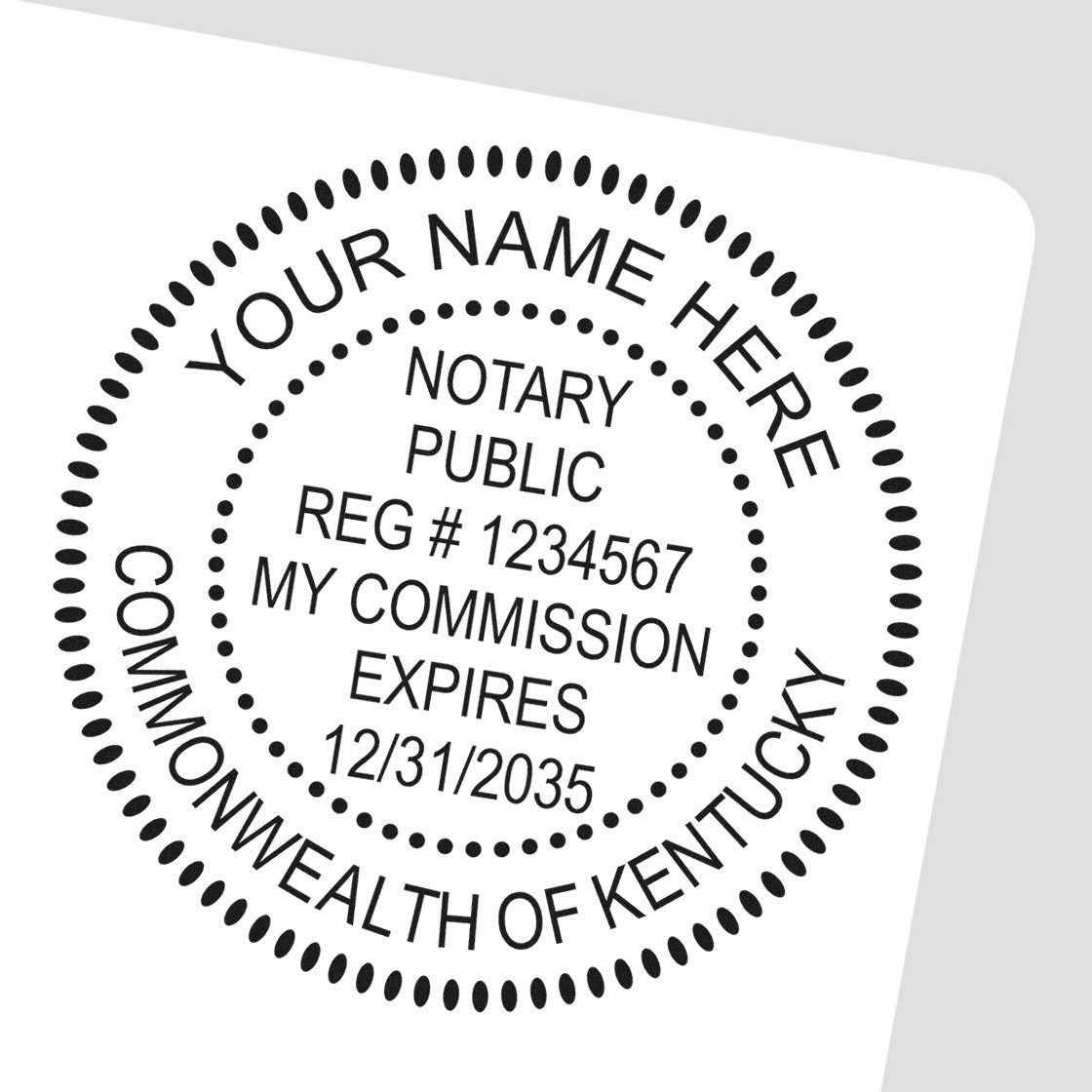 Kentucky Round Notary Kit with Rubber Stamps - Engineer Seal Stamps