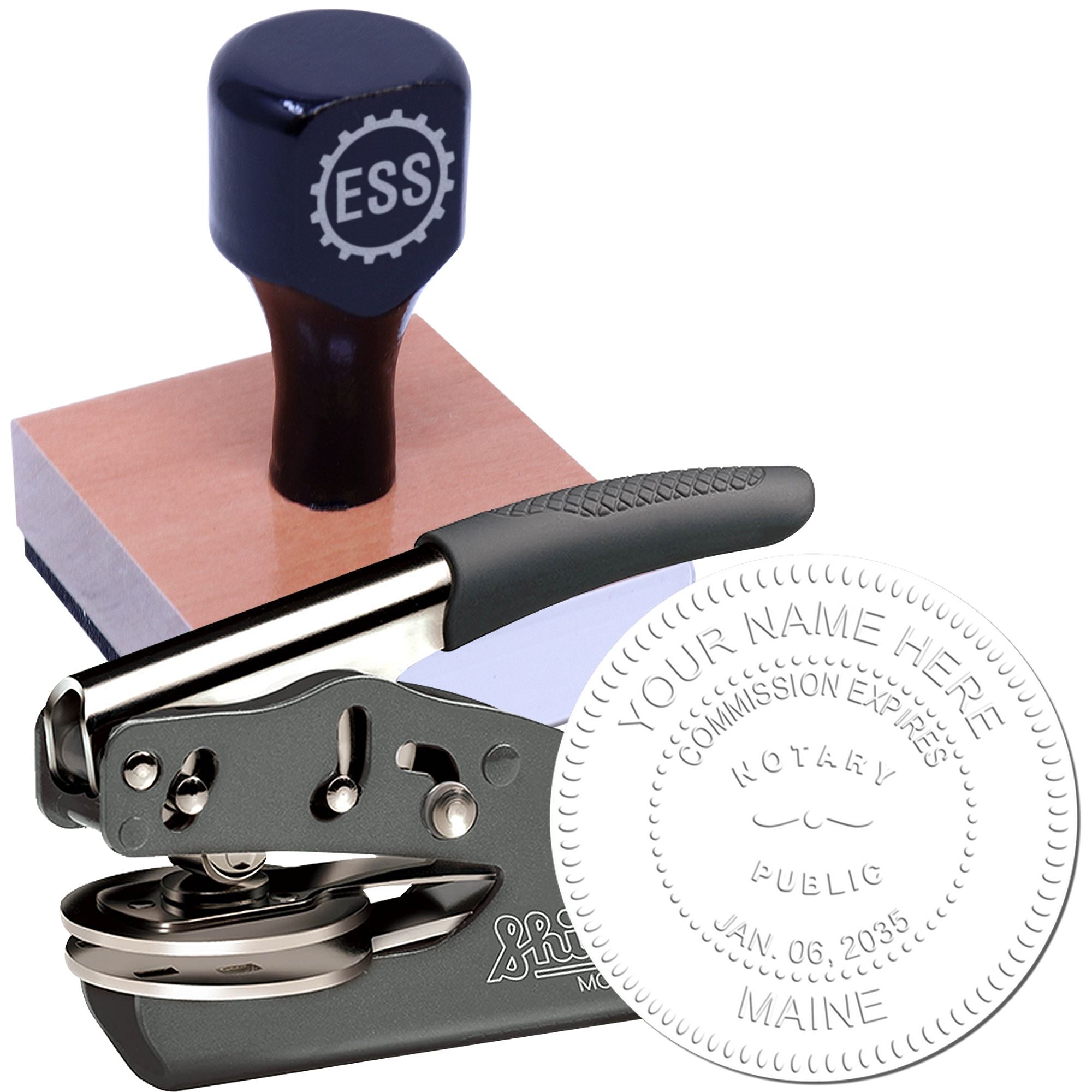 Maine Notary Supplies with Maine Notary Seal and Rubber Stamp Bundle Kit - Engineer Seal Stamps
