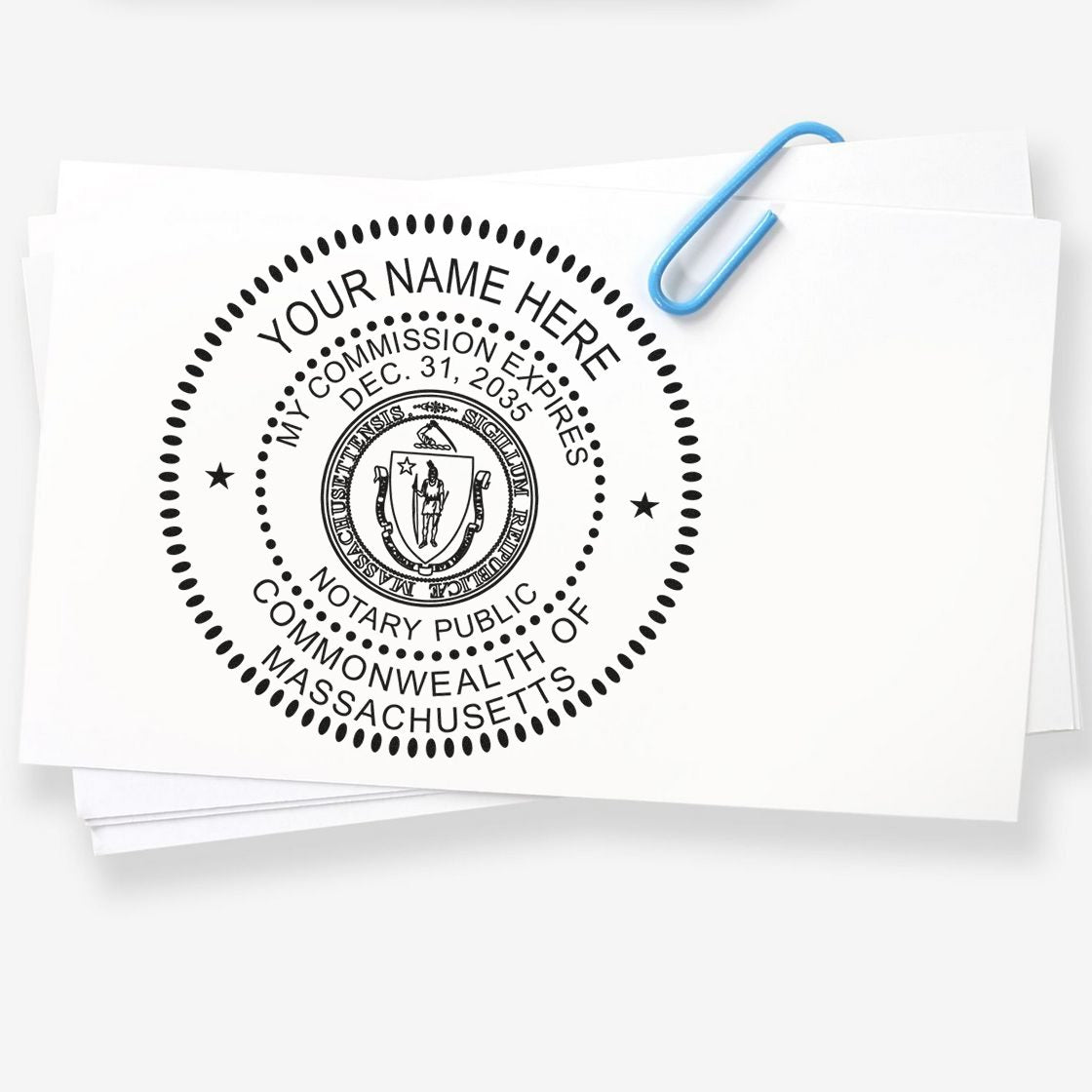 Massachusetts Round Notary Kit with Rubber Stamps - Engineer Seal Stamps