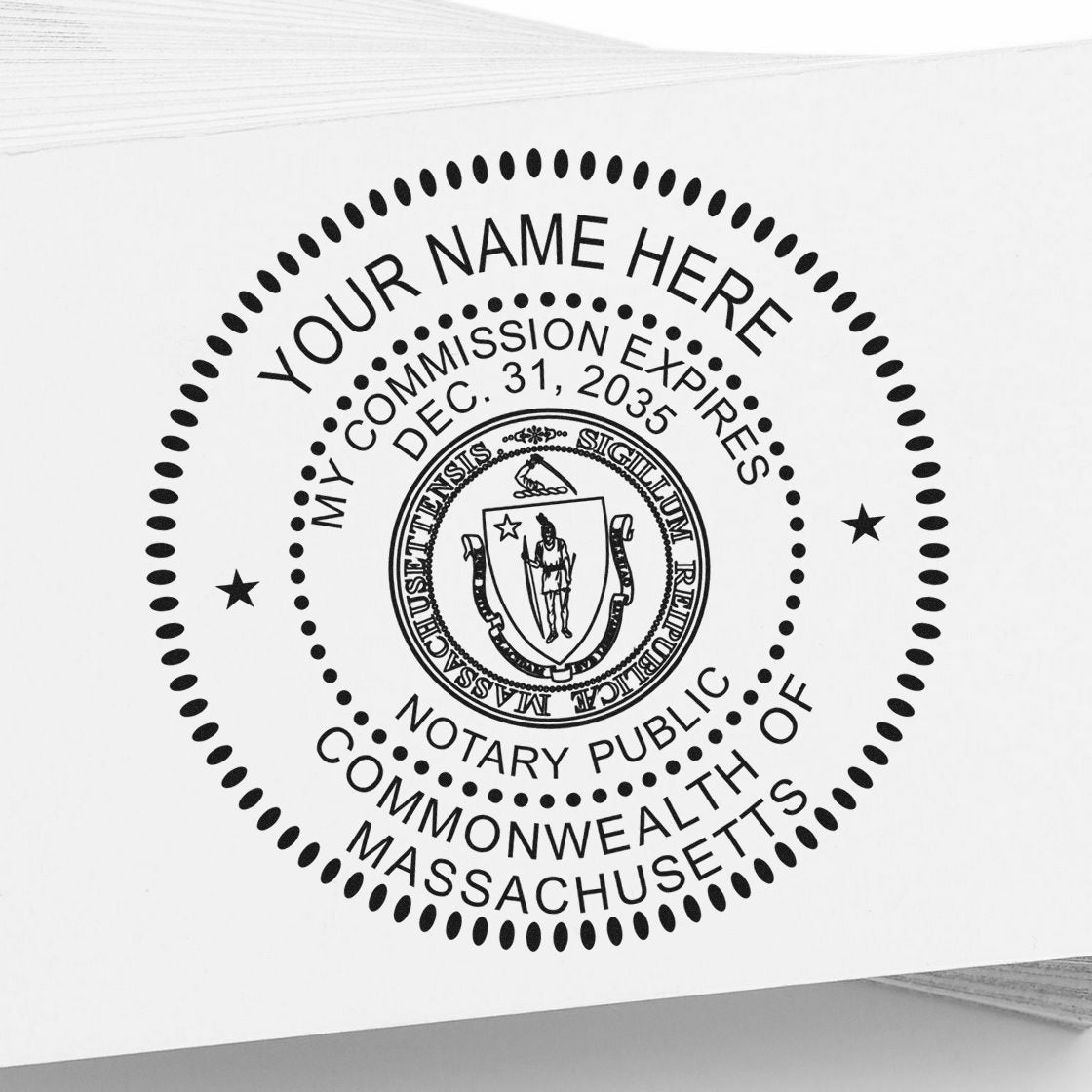 Massachusetts Round Notary Kit with Rubber Stamps - Engineer Seal Stamps