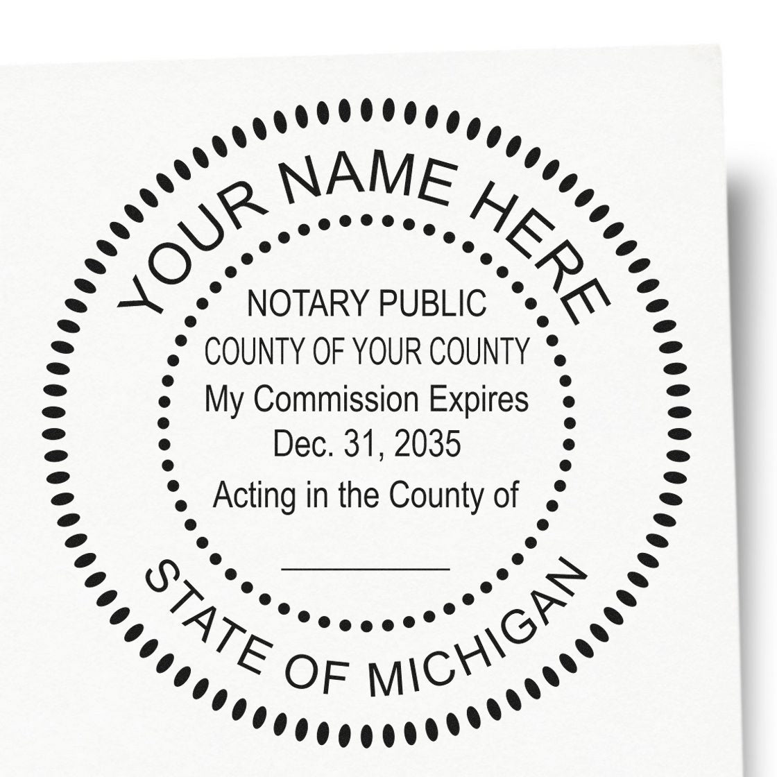Michigan Round Notary Kit with Rubber Stamps - Engineer Seal Stamps
