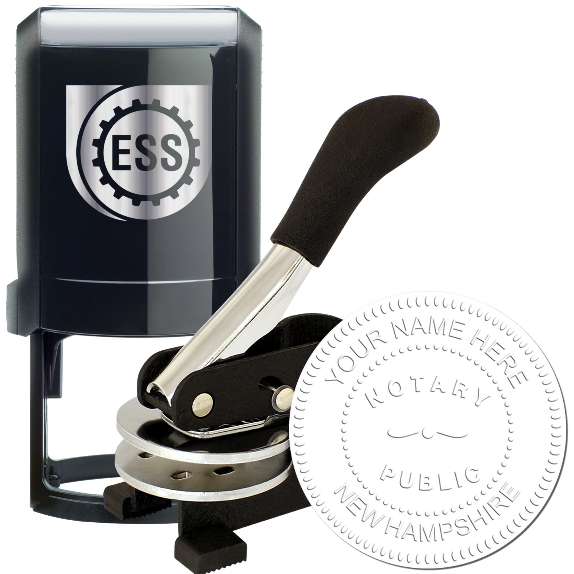 New Hampshire Notary Seal and Stamp Kit with Desk Seal and Round Self-Inking Notary Stamper - Engineer Seal Stamps