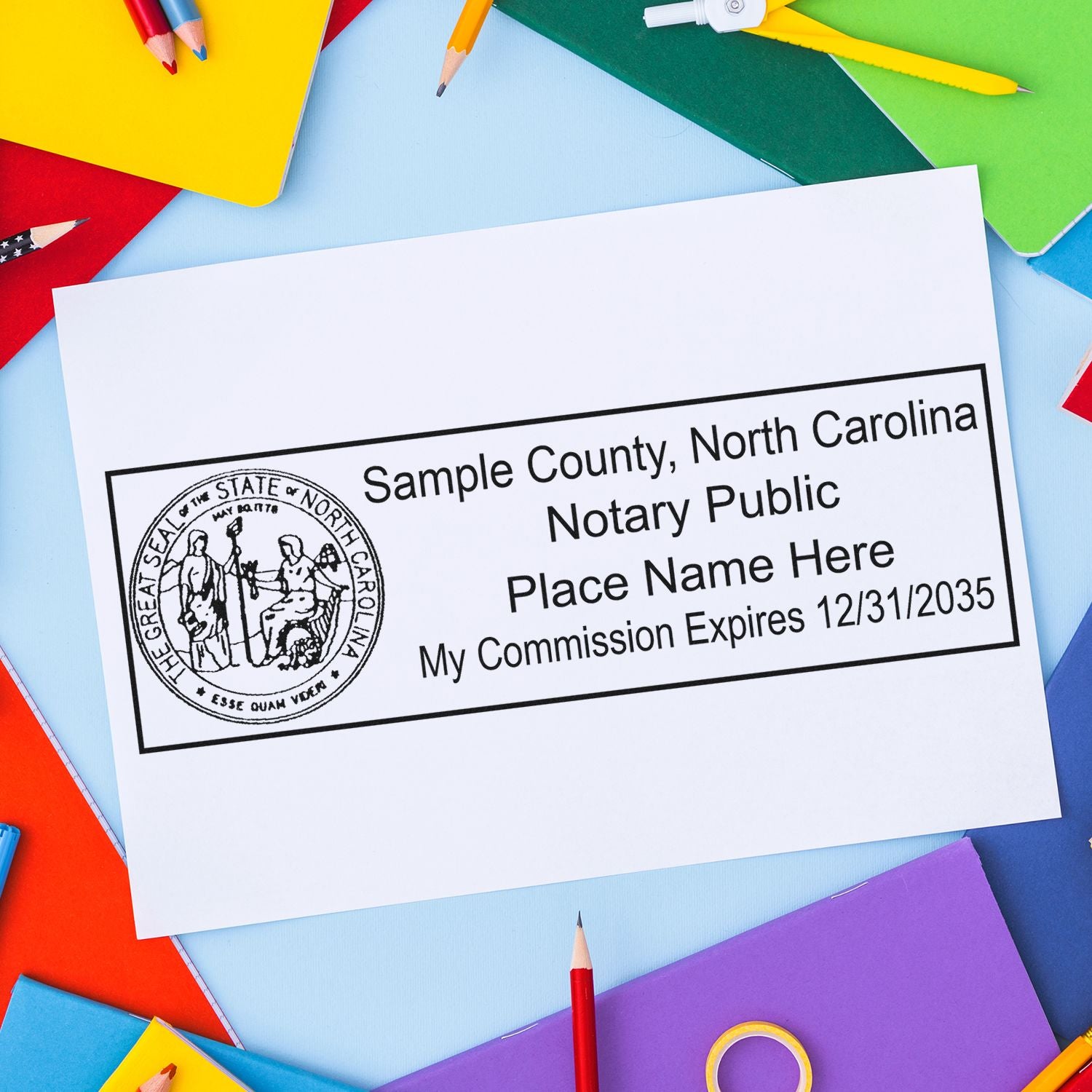 Rectangular Self Inking North Carolina Notary Stamp and Hybrid Seal Embosser Kit - Engineer Seal Stamps