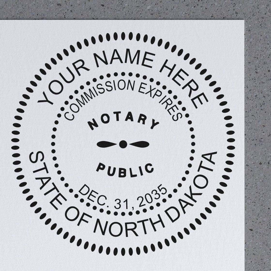 North Dakota Round Notary Kit with Rubber Stamps - Engineer Seal Stamps