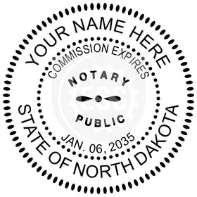 North Dakota Round Notary Stamp Imprint Example