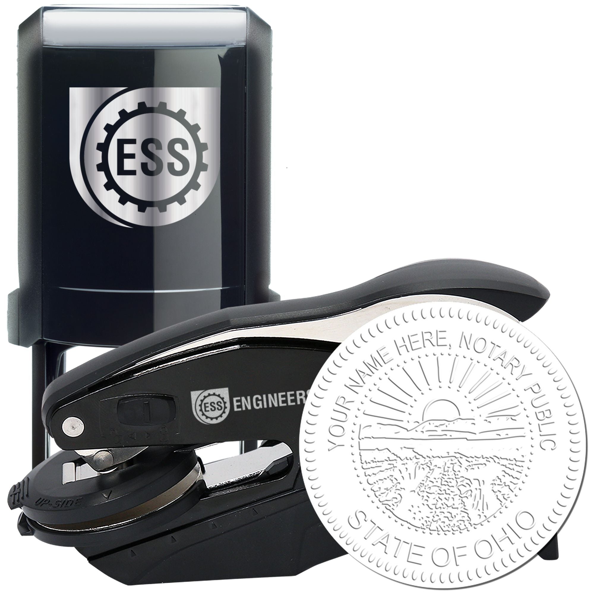 OH Notary Stamp and Seal, Hybrid Seal with Round Self-Inking Notary Stamp - Engineer Seal Stamps
