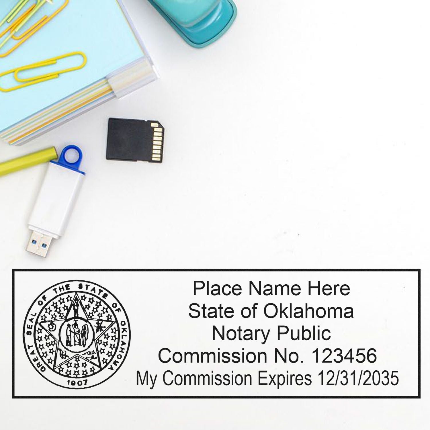 Rectangular Self Inking Oklahoma Notary Stamp and Oklahoma Notary Soft Seal - Engineer Seal Stamps