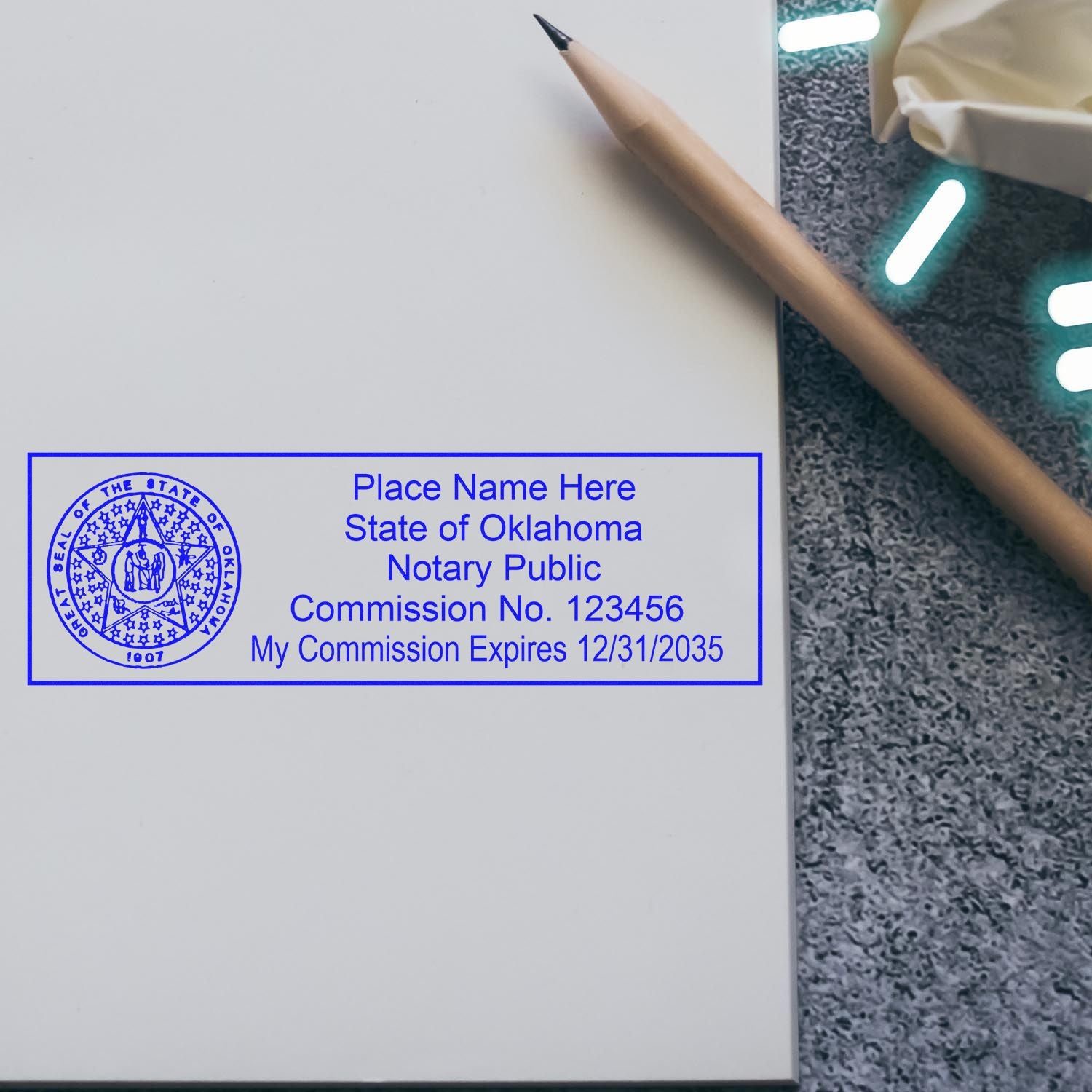Rectangular MaxLight Notary Stamp OK and Oklahoma Notary Public Desk Seal Embosser Kit - Engineer Seal Stamps