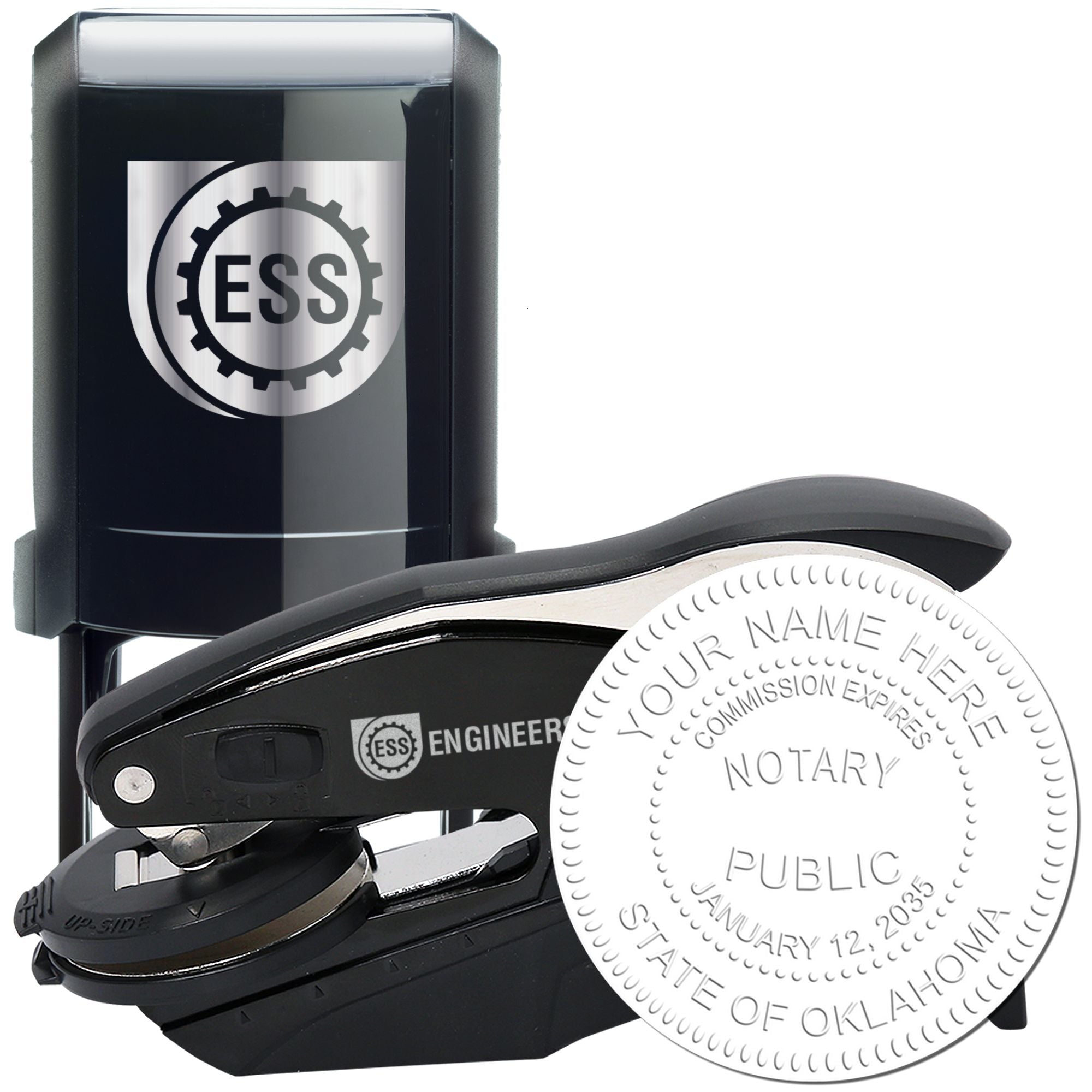 OK Notary Stamp and Seal, Hybrid Seal with Round Self-Inking Notary Stamp - Engineer Seal Stamps