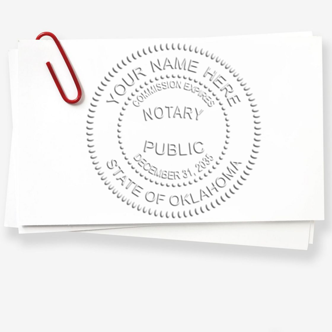 Oklahoma Notary Stamp and Seal Bundle with Notary Desk Seal and Round Wood Notary Stamp - Engineer Seal Stamps
