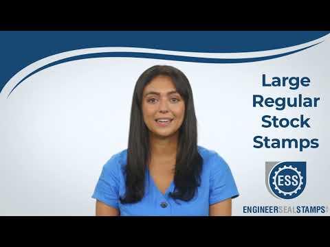 A woman is explaining about Large Regular Stock Stamps. Product page: Large Paid with Box Rubber Stamp.