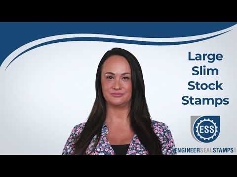 A woman explaining about the Large Slim Stock Stamps. Product page: Large Bold Fragile Pre-Inked Stamp