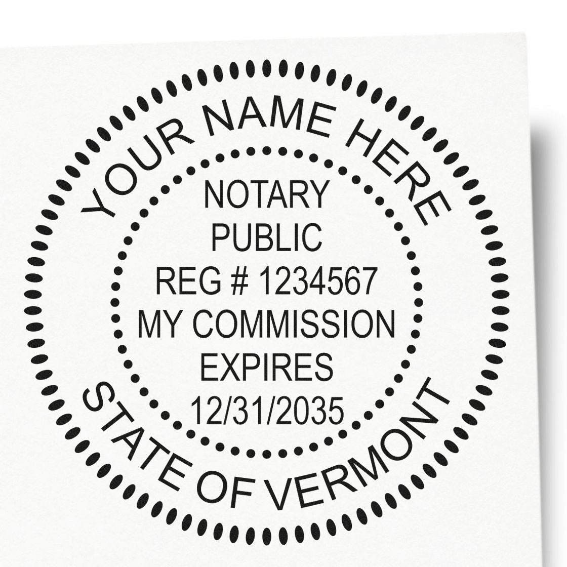 Vermont Round Notary Kit with Rubber Stamps - Engineer Seal Stamps