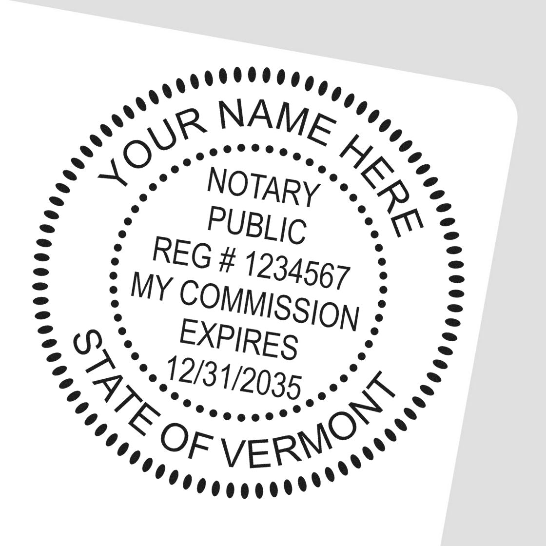 Vermont Round Notary Kit with Rubber Stamps - Engineer Seal Stamps