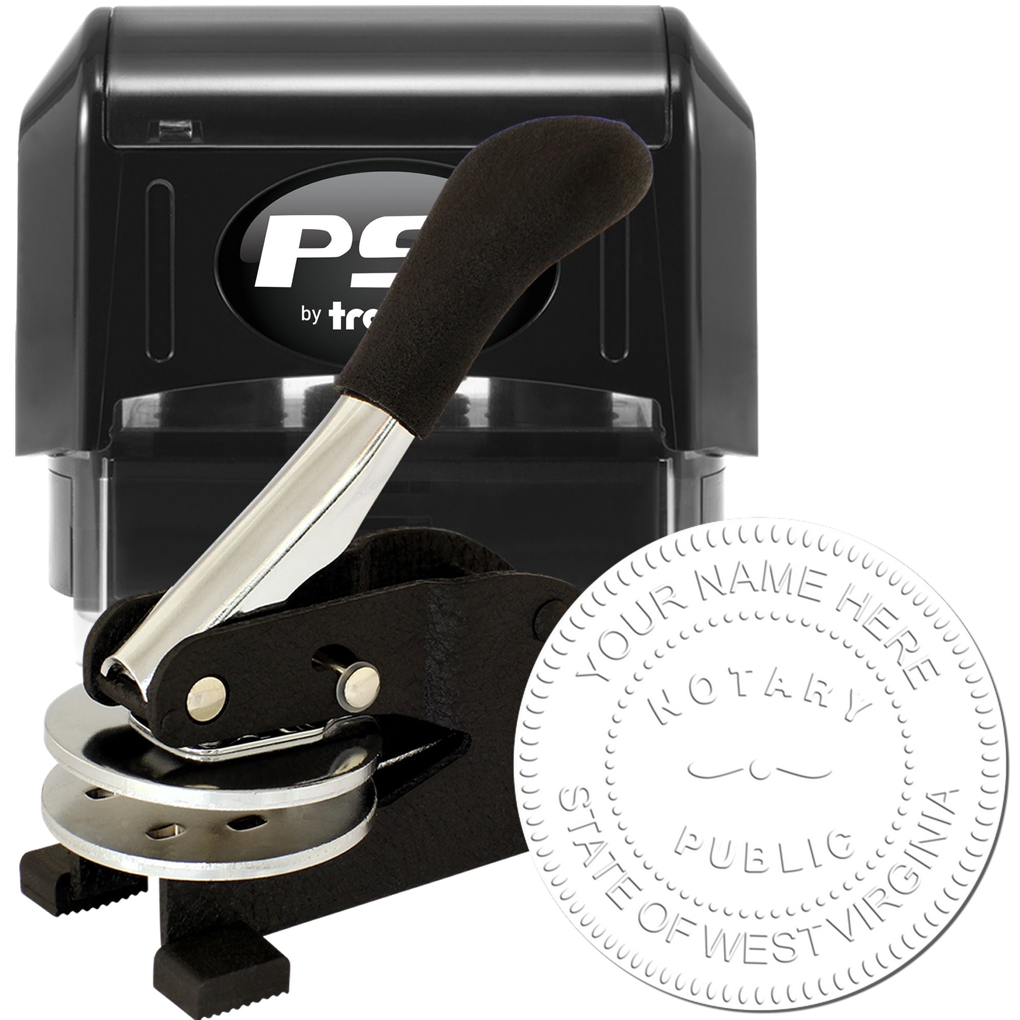 Rectangular PSI West Virginia Notary Stamp and West Virginia Notary Seal Bundle - Engineer Seal Stamps