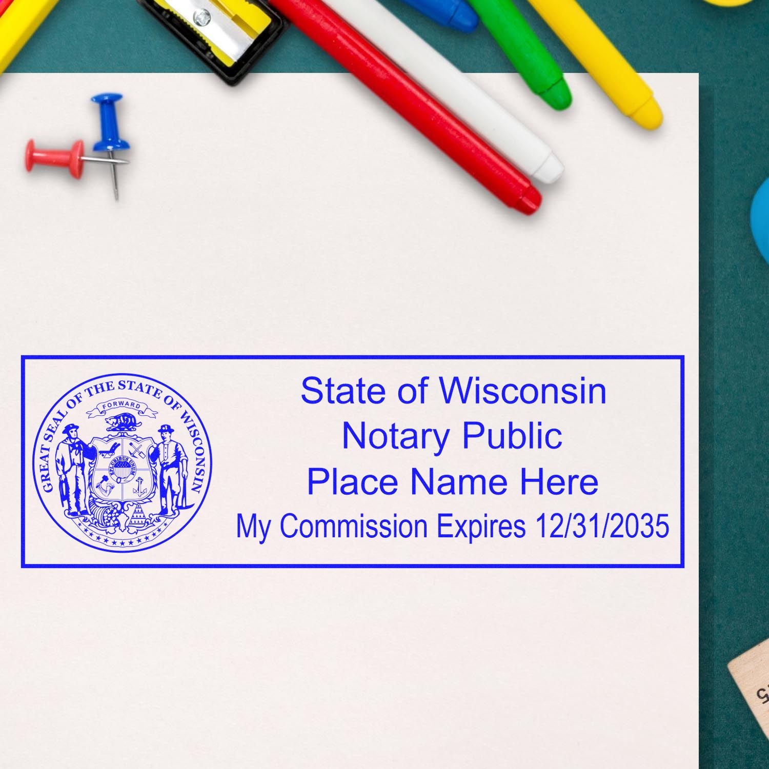 Soft Seal Wisconsin Notary Embossing Seal with Rectangular MaxLight Rectangular MaxLight Notary Stamp Kit - Engineer Seal Stamps